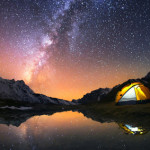 5 Billion Star Hotel. Camping in the mountains under the starry night sky.
